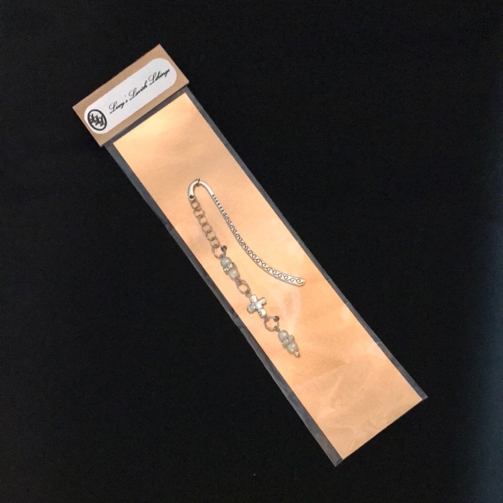 Metal Shepherds Hook Bookmark w/Chain, Glass Beads & Rondels, & Metal Cross Bead